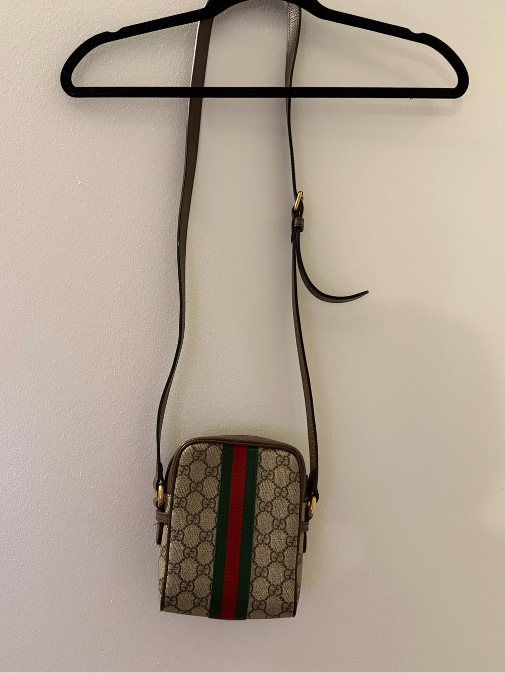 Gucci Brown GG Supreme Web Stripe Crossbody Messenger Bag - Picture 3 of 5